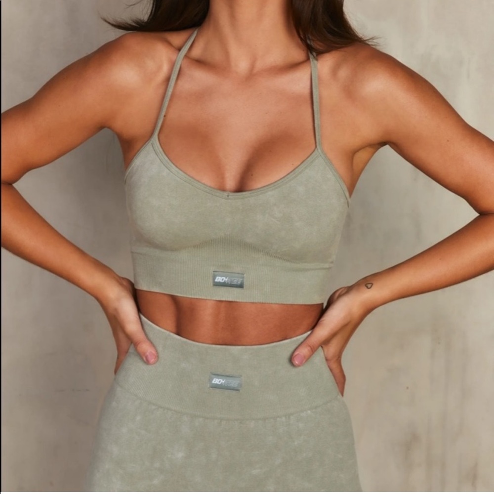 Oh Polly Bo & Tee Acid Wash Set Bra and Leggings